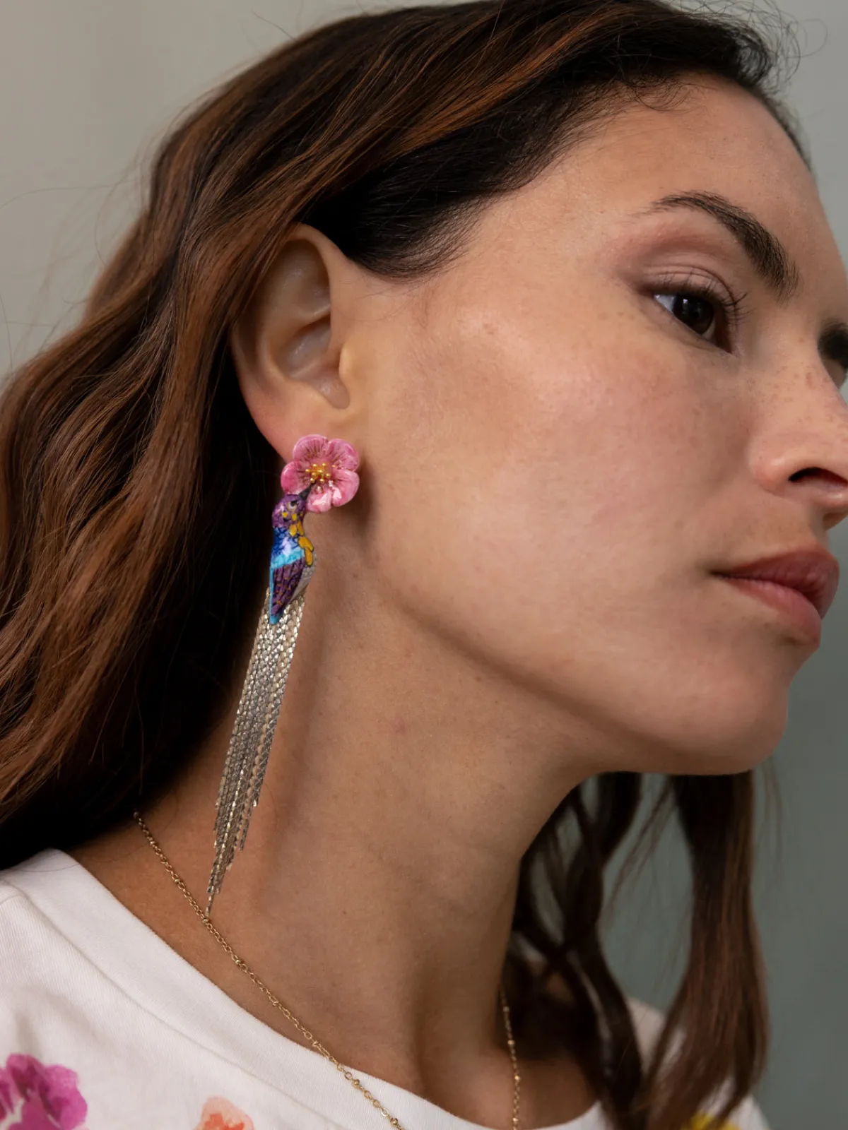 Boucles d'oreilles colibri d'Anna à franges>NACH BIJOUX Best