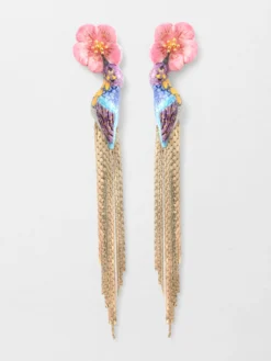 Boucles d'oreilles colibri d'Anna à franges><noscript><img width=