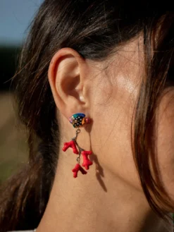 Boucles d'oreilles corail et poisson>NACH BIJOUX Online
