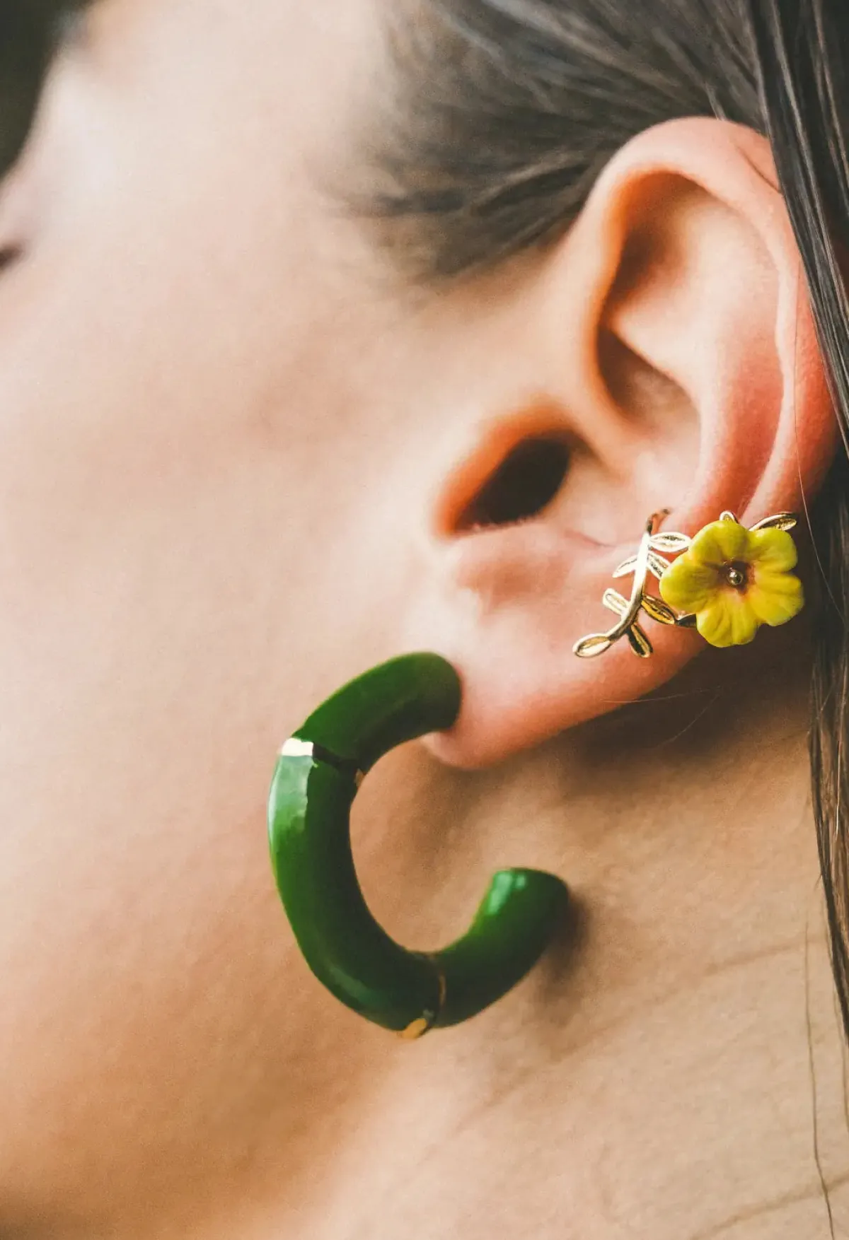 Boucles d’oreilles créoles bambou vert>NACH BIJOUX Clearance