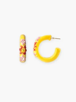 Boucles d’oreilles créoles jaunes à fleurs>NACH BIJOUX Sale