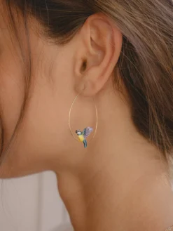 Boucles d'oreilles créoles mésange en vol>NACH BIJOUX Sale