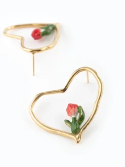 Boucles d’oreilles cœur Tulipe><noscript><img width=
