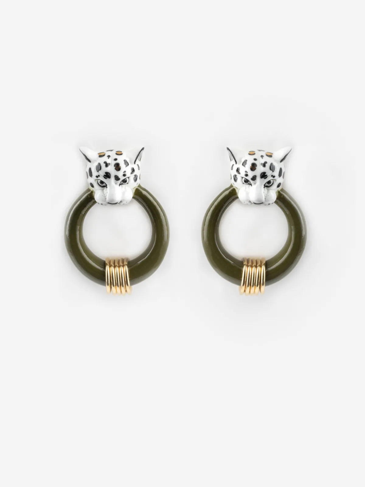 Boucles d'oreilles léopard blanc et doré>NACH BIJOUX Outlet