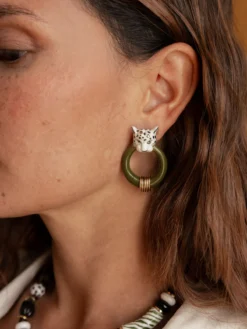 Boucles d'oreilles léopard blanc et doré>NACH BIJOUX Outlet