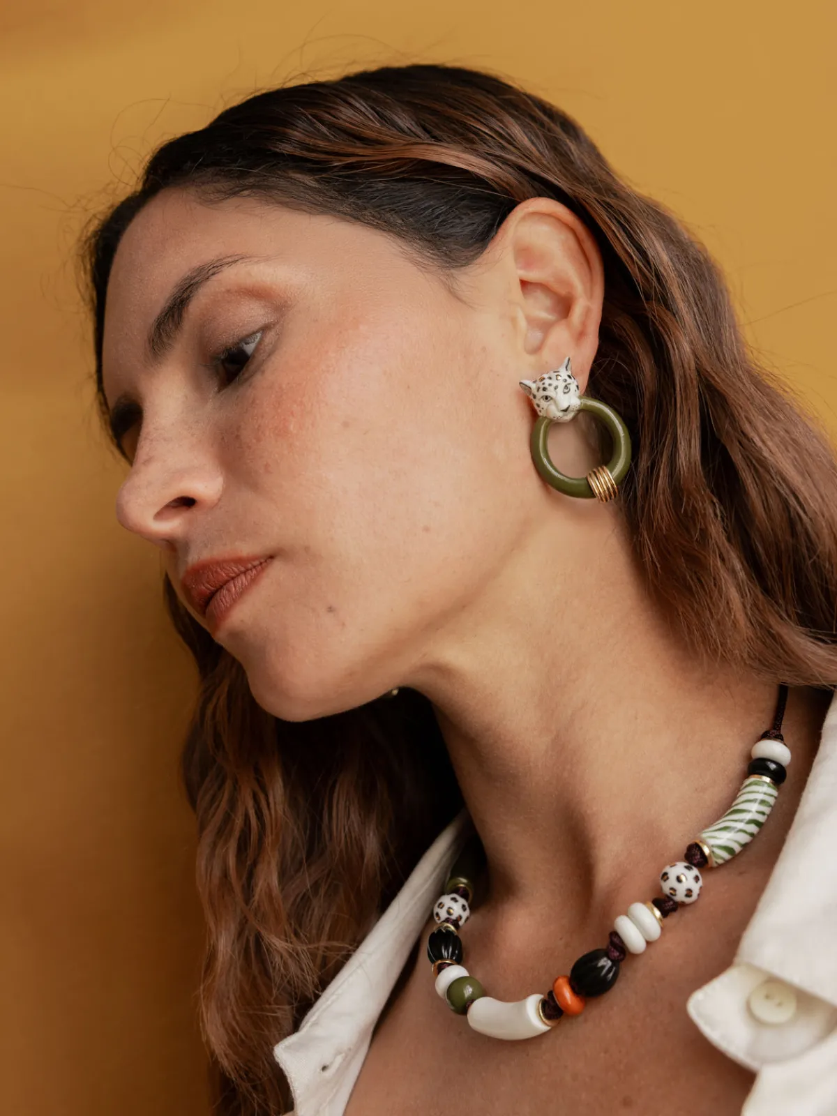 Boucles d'oreilles léopard blanc et doré>NACH BIJOUX Outlet