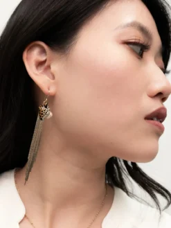 Boucles d'oreilles léopard à franges>NACH BIJOUX Hot