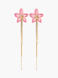 Boucles d’oreilles lys rose à franges>NACH BIJOUX Clearance