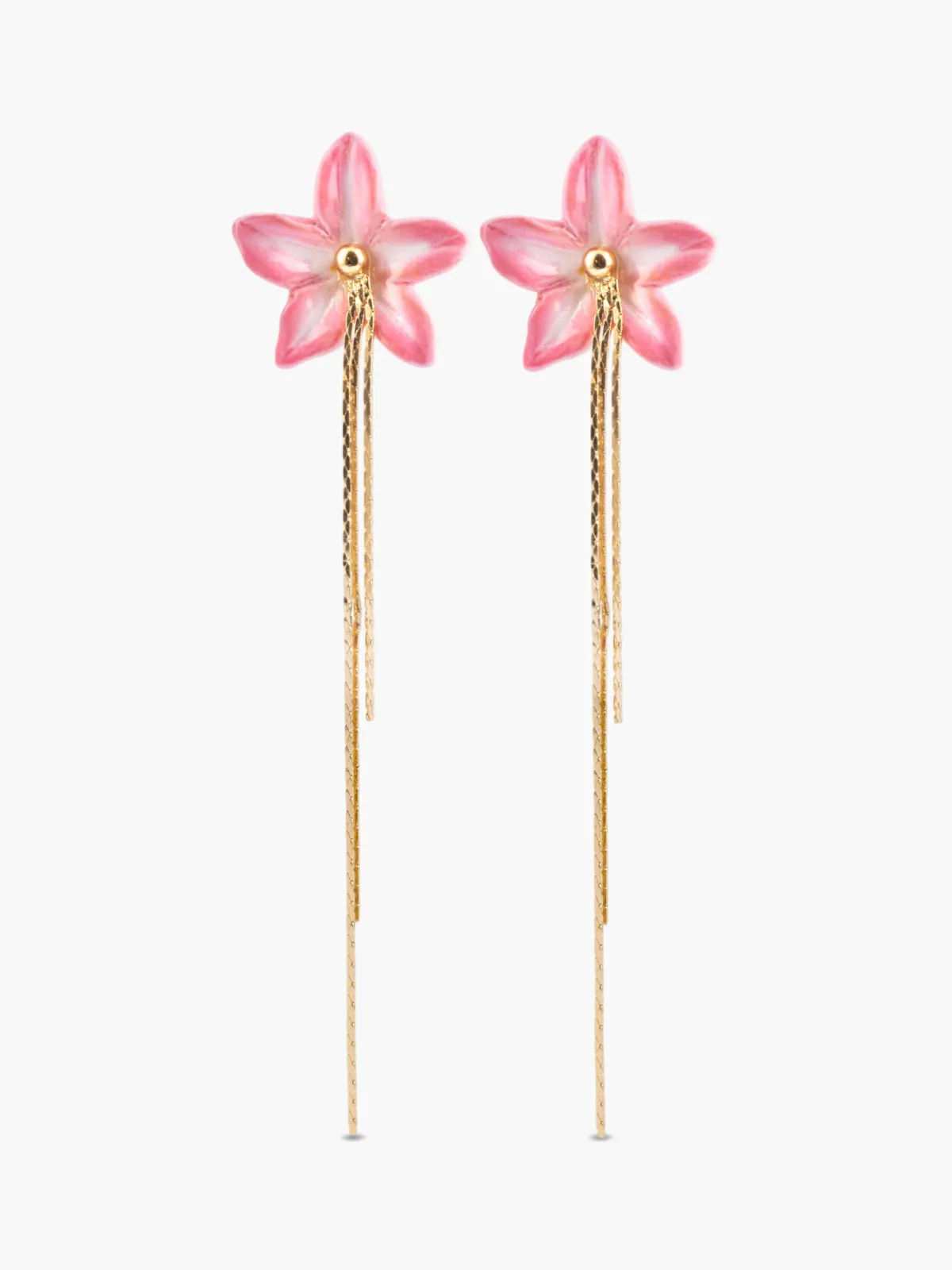 Boucles d’oreilles lys rose à franges>NACH BIJOUX Clearance