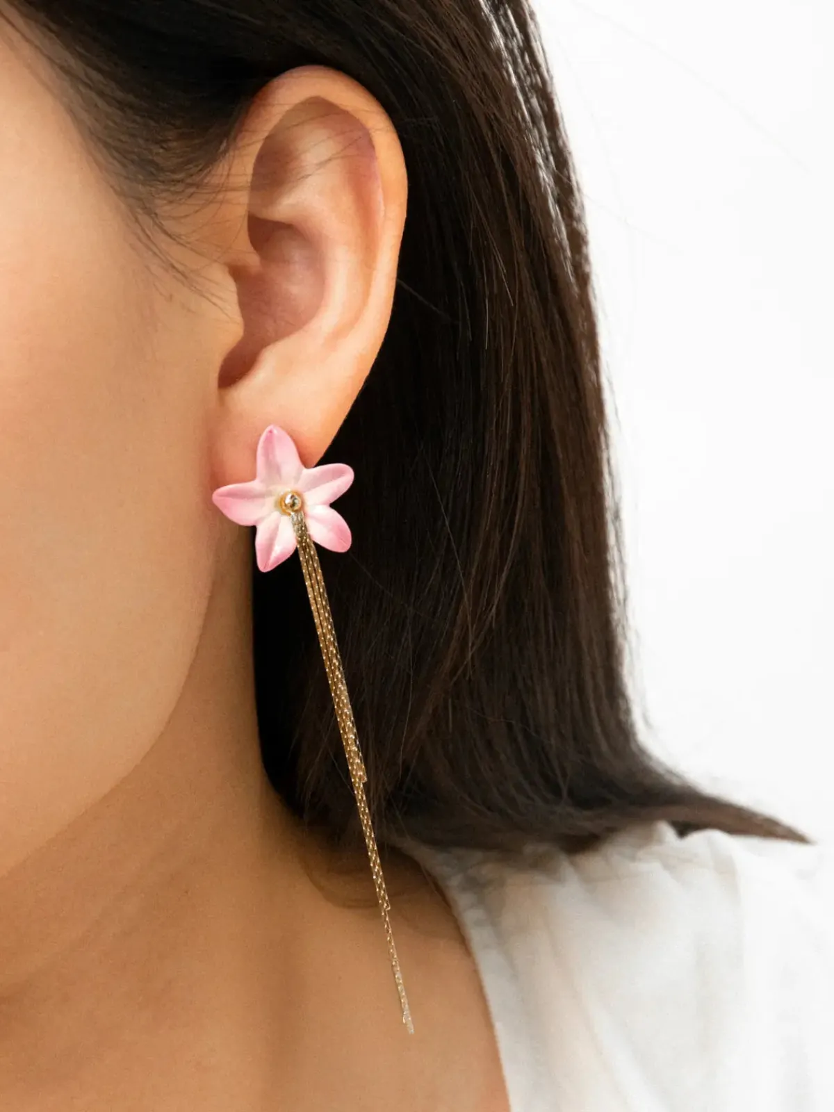 Boucles d’oreilles lys rose à franges>NACH BIJOUX Clearance