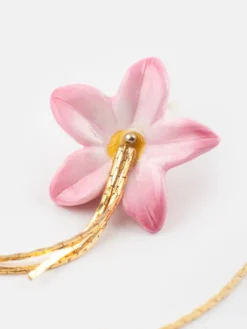 Boucles d’oreilles lys rose à franges><noscript><img width=