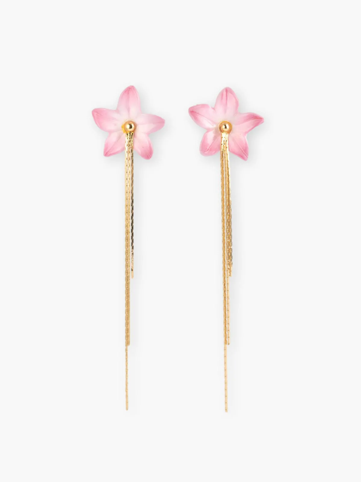 Boucles d’oreilles lys rose à franges>NACH BIJOUX Clearance