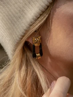 Boucles d'oreilles noires léopard - Force de la nature>NACH BIJOUX Discount