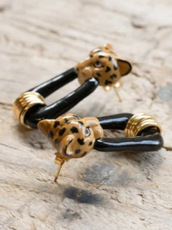 Boucles d'oreilles noires léopard - Force de la nature><noscript><img width=
