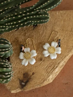 Boucles d'oreilles oiseau et fleur><noscript><img width=