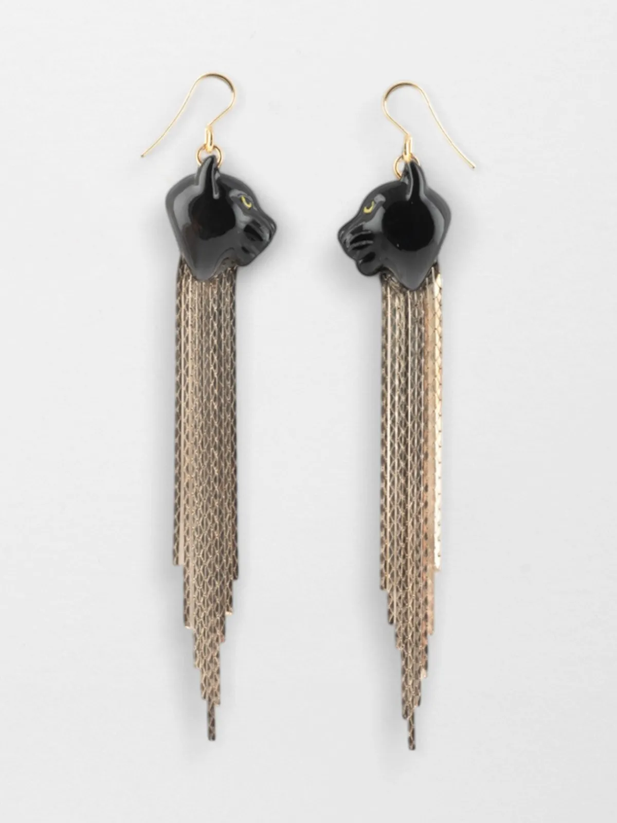 Boucles d'oreilles panthère noire à franges>NACH BIJOUX Outlet