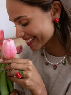 Boucles d’oreilles pendantes Tulipe><noscript><img width=