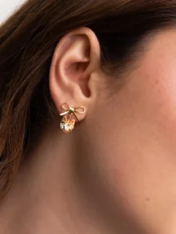 Boucles d'oreilles pendantes chat Bengal et nœud>NACH BIJOUX Discount