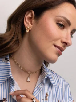 Boucles d'oreilles pendantes chat Bengal et nœud><noscript><img width=