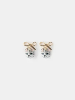 Boucles d'oreilles pendantes chat tabby et nœud>NACH BIJOUX Online