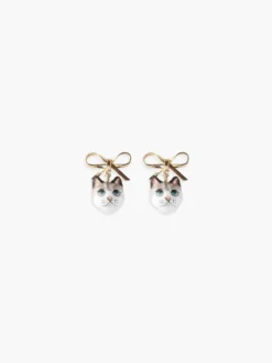 Boucles d'oreilles pendantes chat Ragdoll et nœud>NACH BIJOUX Clearance