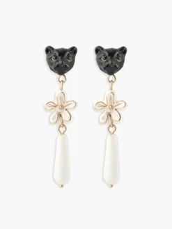 Boucles d'oreilles pendantes panthère et fleur d'Erine>NACH BIJOUX