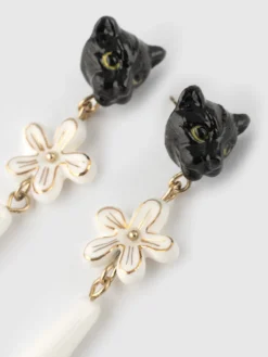 Boucles d'oreilles pendantes panthère et fleur d'Erine><noscript><img width=