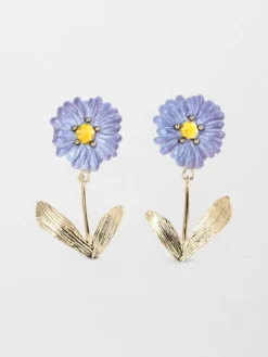 Boucles d'oreilles pendantes anémone bleue>NACH BIJOUX Online