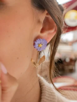 Boucles d'oreilles pendantes anémone bleue>NACH BIJOUX Online