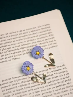 Boucles d'oreilles pendantes anémone bleue><noscript><img width=