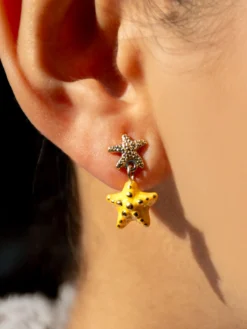 Boucles d'oreilles pendantes étoile de mer jaune>NACH BIJOUX Outlet