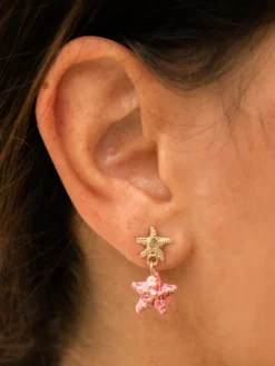 Boucles d'oreilles pendantes étoile de mer rose>NACH BIJOUX Best