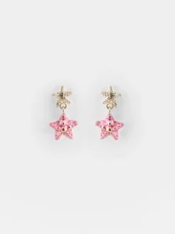 Boucles d'oreilles pendantes étoile de mer rose><noscript><img width=