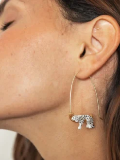 Boucles d'oreilles pendantes léopard blanc sur sa branche>NACH BIJOUX Sale