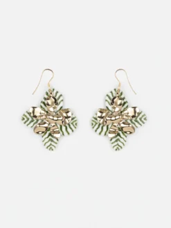 Boucles d'oreilles pendantes pétales zèbre vert>NACH BIJOUX Clearance