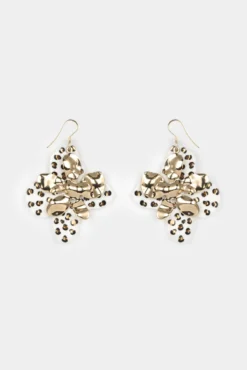 Boucles d'oreilles pendantes pétales léopard blanc et doré>NACH BIJOUX Discount
