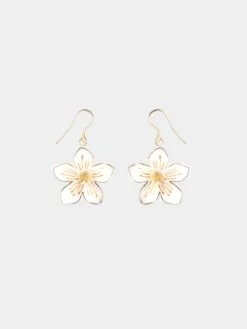 Boucles d'oreilles pendantes fleur blanche>NACH BIJOUX