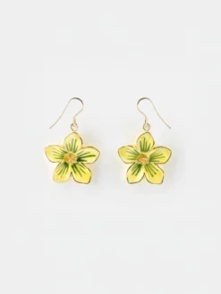 Boucles d'oreilles pendantes fleur jaune>NACH BIJOUX Clearance