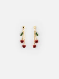 Boucles d'oreilles pendantes chaîne et cerises - Chérie Cherry>NACH BIJOUX Outlet