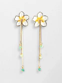 Boucles d'oreilles pendantes fleur de poirier>NACH BIJOUX New