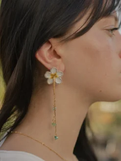 Boucles d'oreilles pendantes fleur de poirier>NACH BIJOUX New