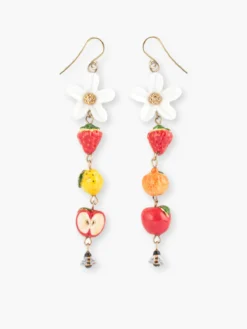 Boucles d’oreilles pendantes fleur, fruits et abeille>NACH BIJOUX Hot