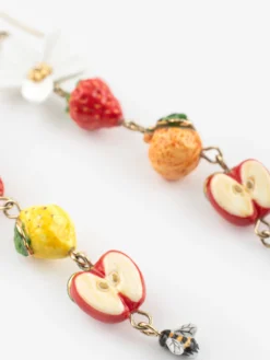 Boucles d’oreilles pendantes fleur, fruits et abeille><noscript><img width=