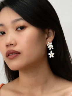 Boucles d'oreilles pendantes fleurs de citron><noscript><img width=