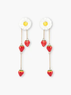 Boucles d'oreilles pendantes marguerite et fraises>NACH BIJOUX New