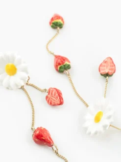 Boucles d'oreilles pendantes marguerite et fraises><noscript><img width=