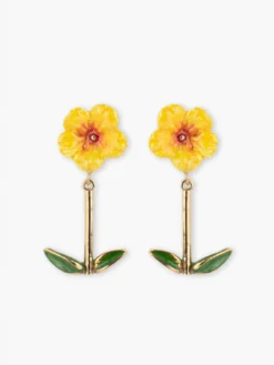 Boucles d’oreilles pendantes hibiscus et feuilles>NACH BIJOUX Sale