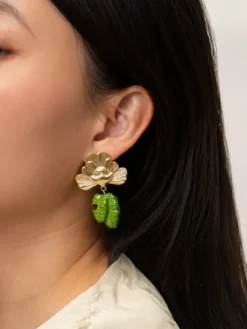 Boucles d'oreilles pendantes - Fleurs et coccinelle>NACH BIJOUX Clearance