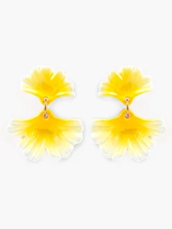 Boucles d’oreilles pendantes feuilles de ginkgo jaunes>NACH BIJOUX Hot