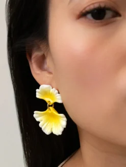 Boucles d’oreilles pendantes feuilles de ginkgo jaunes><noscript><img width=